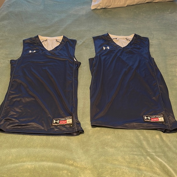 Under Armour Solid Navy Blue Athletic Jersey - 1 M and 1 L - Picture 1 of 6